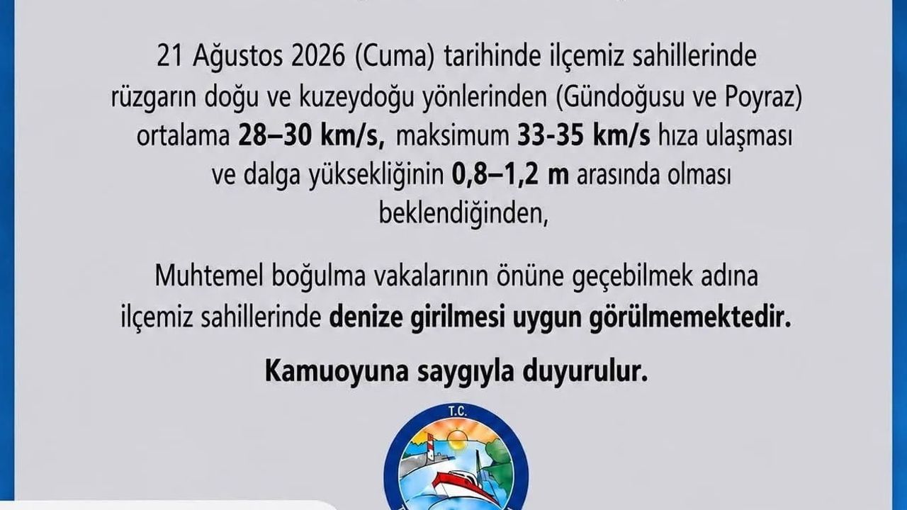 Türkeli sahillerinde kuvvetli rüzgâr uyarısı: denize girilmemesi istendi