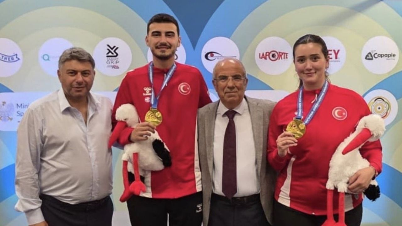 U23 Avrupa şampiyonası'nda havalı tabanca karışık takım altın kazandı