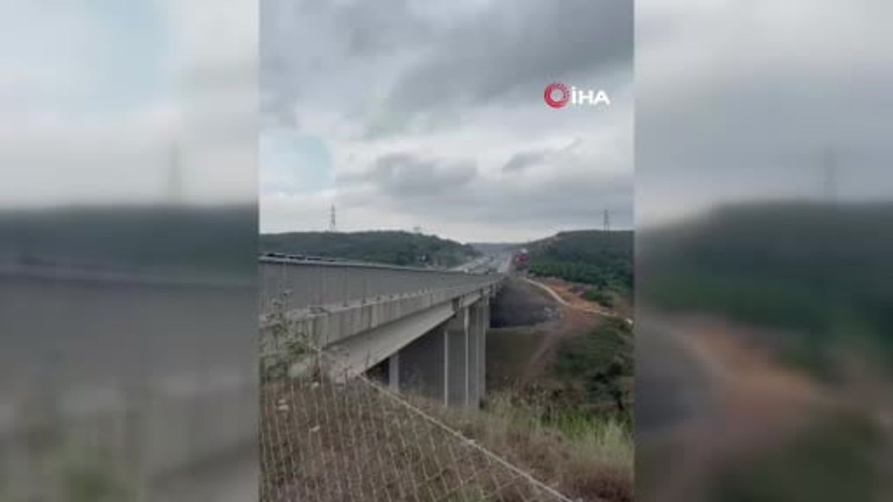 Viyadükte mahsur kalan keçi itfaiye operasyonuyla kurtarıldı