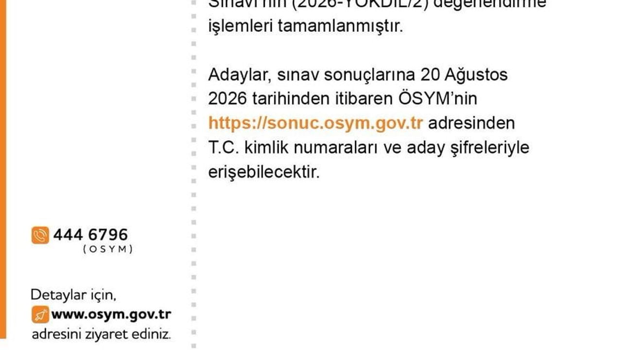 Yökdil 2026 ikinci oturum sonuçları erişime açıldı