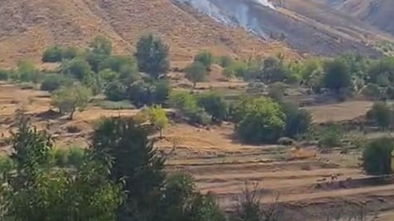 Akdağ'da rüzgarın etkisiyle yayılan mera yangınına müdahale yoğunlaştı
