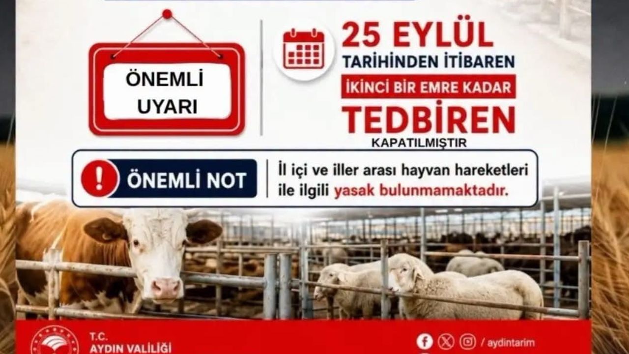 Aydın il genelinde hayvan pazarları geçici süreyle kapatıldı