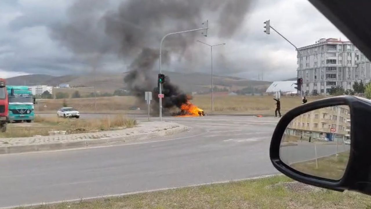 bayburt’ta yol ortasına indirilen jeneratör, itfaiye tarafından söndürüldü