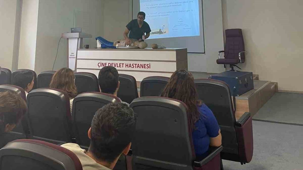 Çine Devlet Hastanesi'nde çalışanlara uygulamalı temel yaşam desteği eğitimi