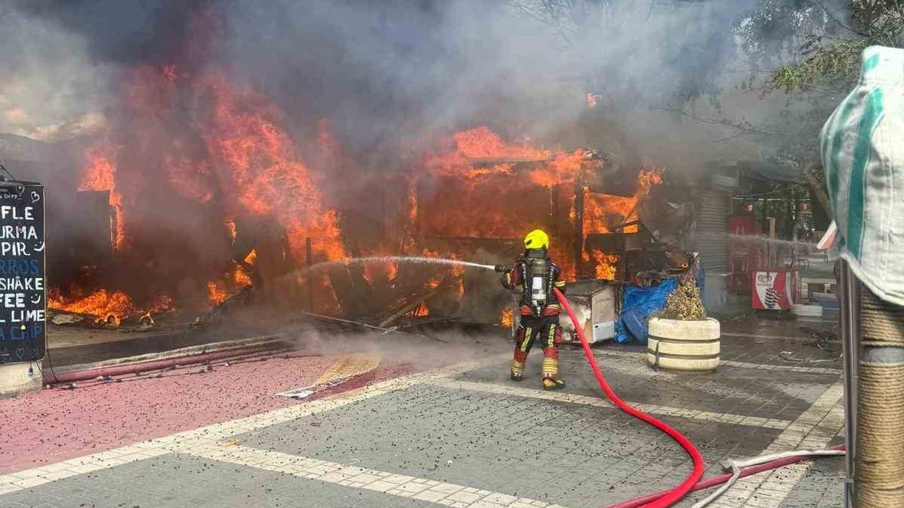 Edremit'te hızlı müdahale büyümeyi önledi: bitişik iş yerlerinde yangın