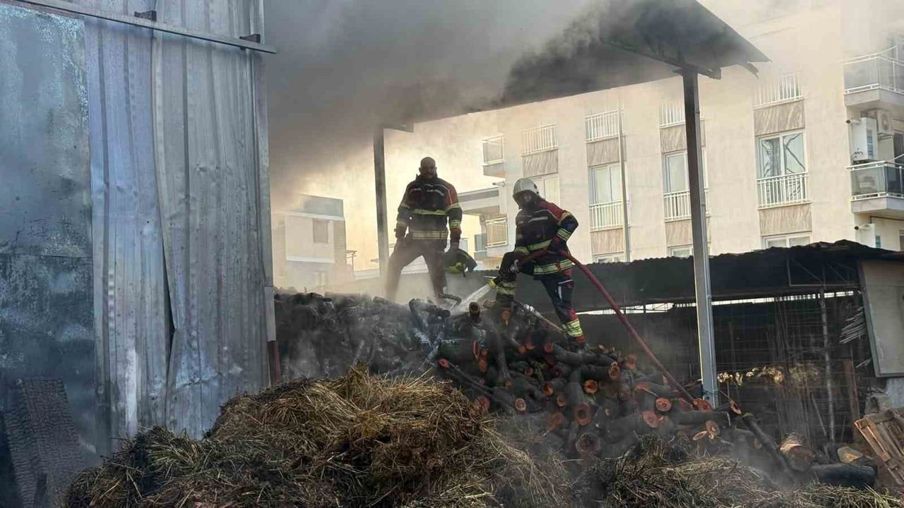 Efeler'de odun deposu yangını itfaiyenin müdahalesiyle çevreye sıçramadan söndürüldü