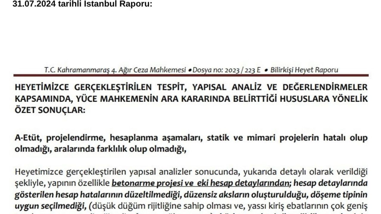 Ezgi Apartmanı davasında bilirkişi raporları kolon kesme iddiasını reddetti