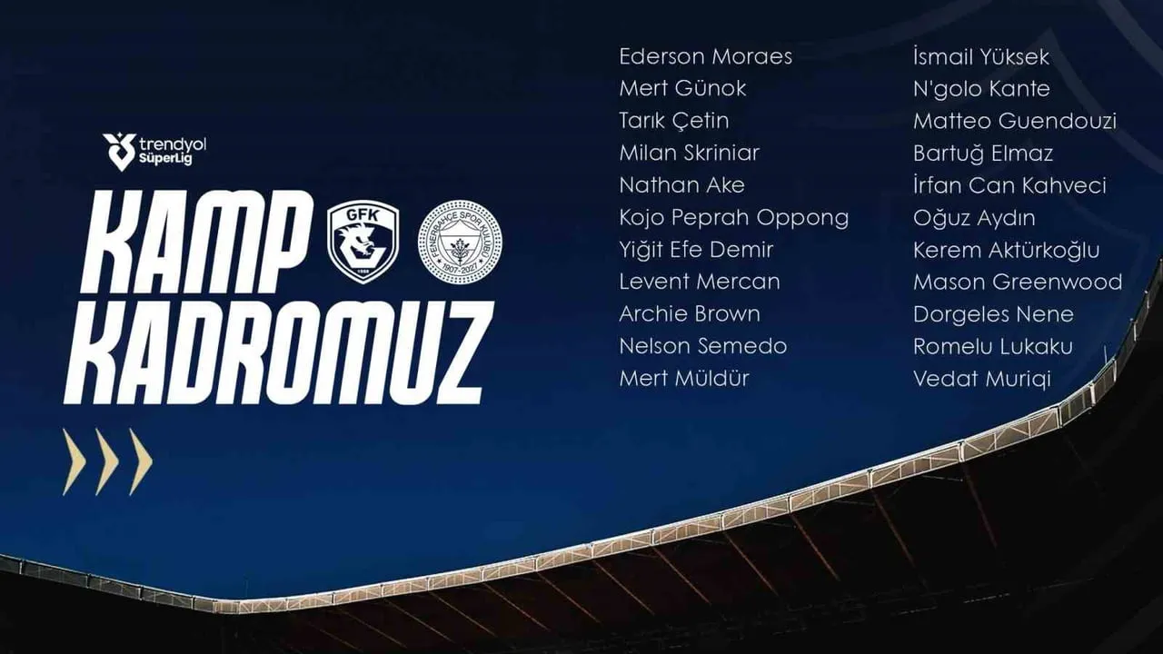 Fenerbahçe Gaziantep sınavına 22 kişilik kamp kadrosuyla gidiyor