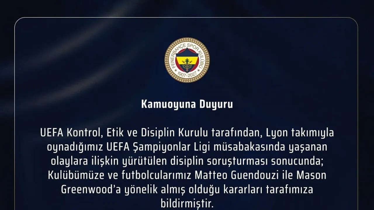 Fenerbahçe, UEFA disiplin kararlarına hukuk yoluyla itiraz edecek