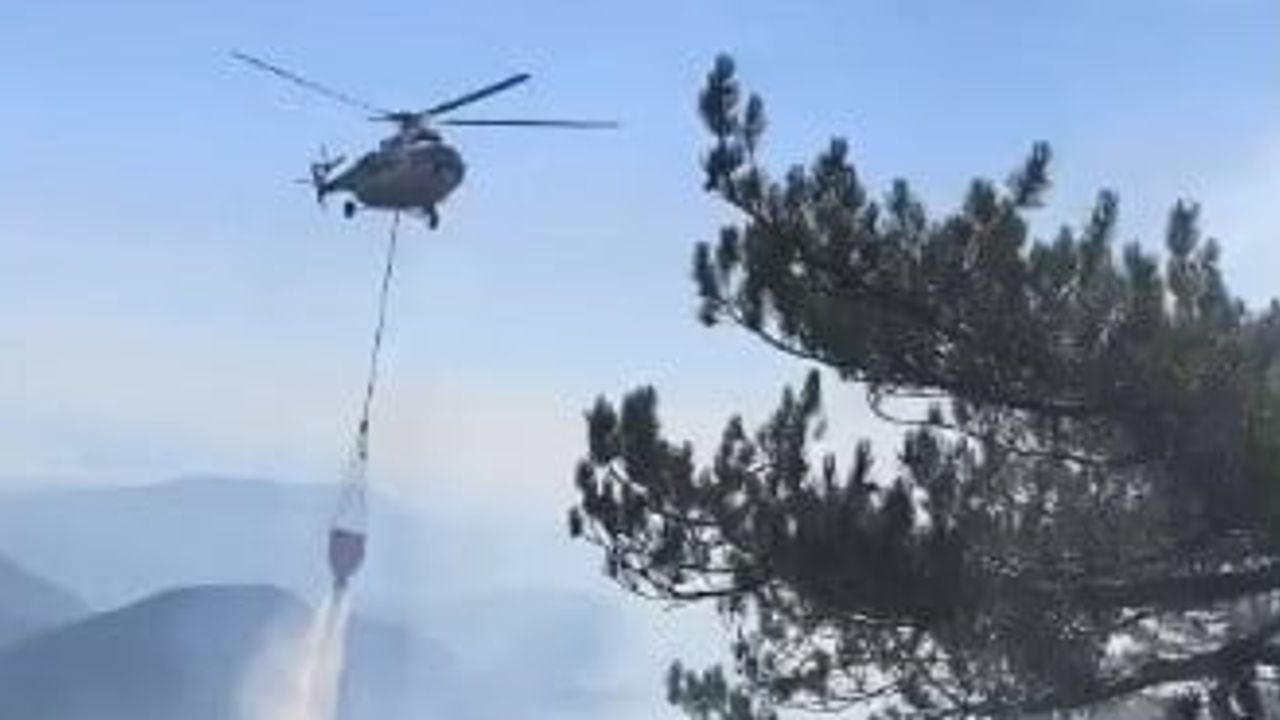Fethiye'de sarp arazide hava destekli müdahaleyle yangın kontrol altına alındı