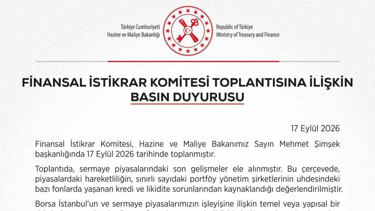 Finansal istikrar komitesi: borsa ve fon piyasasındaki sıkışma yönetilebilir bulundu