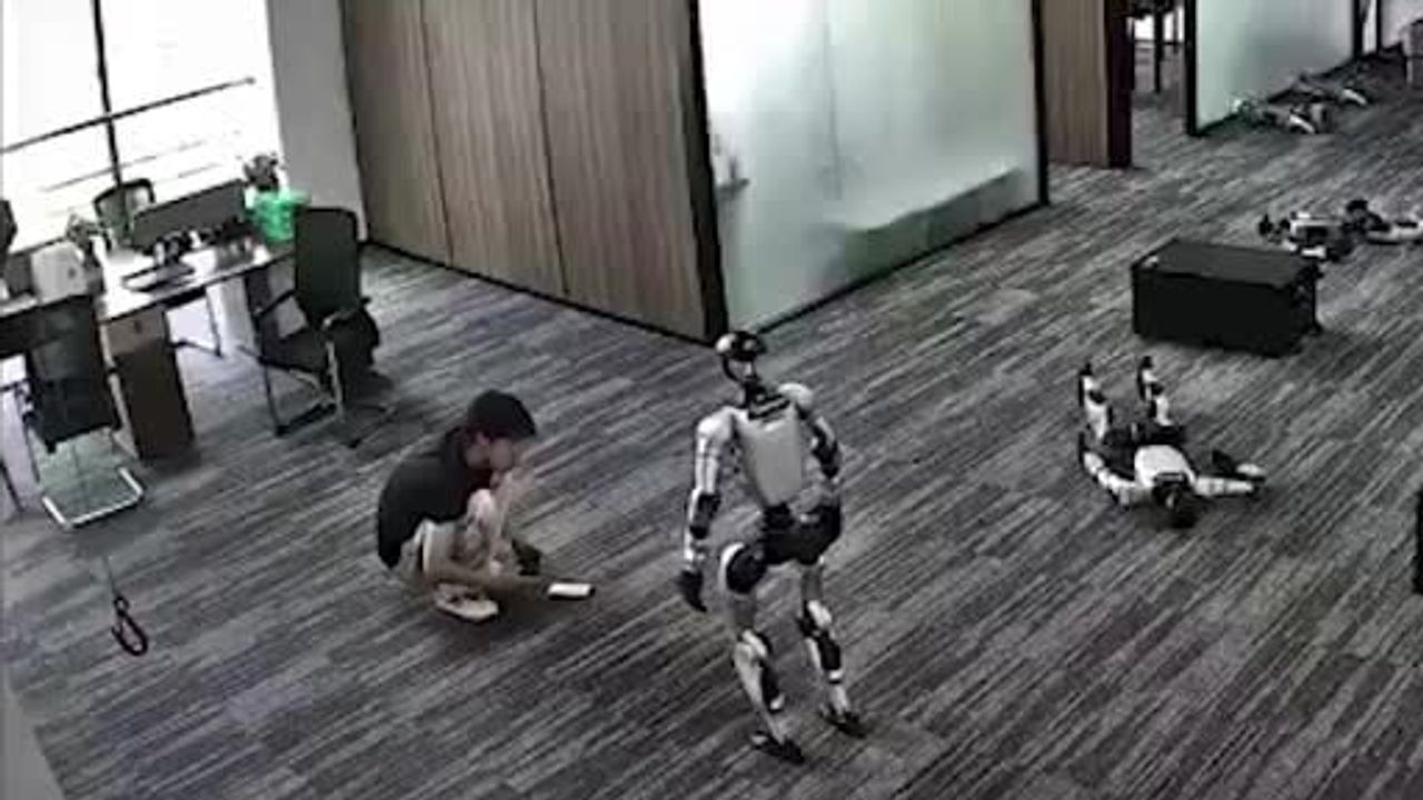 Gösteride beklenmedik hareket: insansı robot geliştiricisini tekmeledi