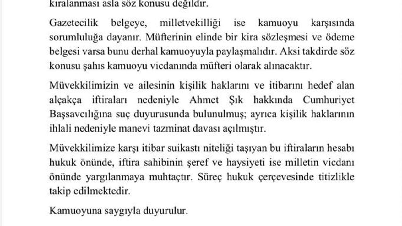 Gürlek ailesinin avukatından Şık’a suç duyurusu ve tazminat talebi