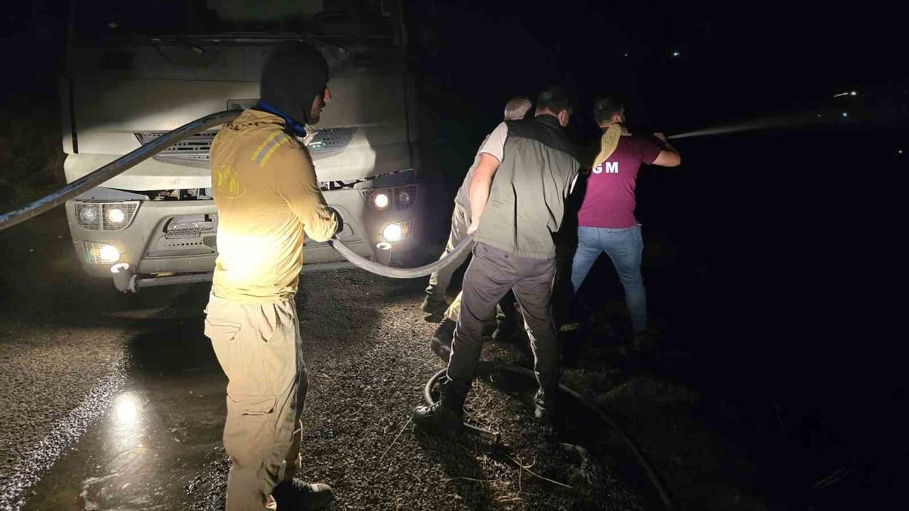 İdil'de örtü yangını köy evlerine ulaşmadan kontrol altına alındı