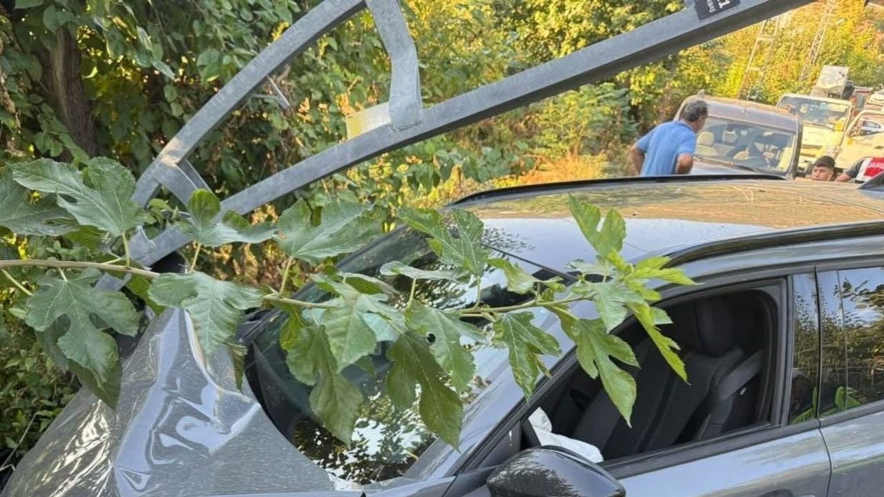 İskenderun'da Sakıt mevkisinde kontrolden çıkan otomobilin sürücüsü itfaiye tarafından kurtarıldı