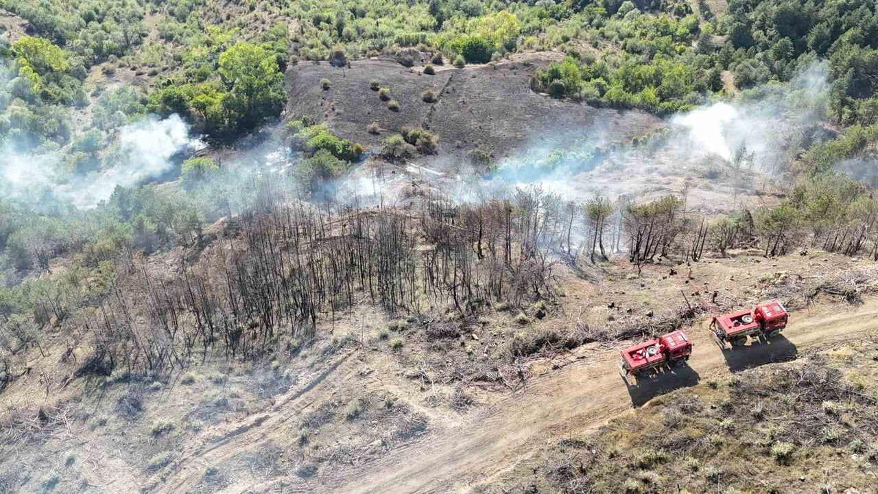 Karabük'te anız yangını büyüdü ve bir samanlık kullanılamaz hale geldi