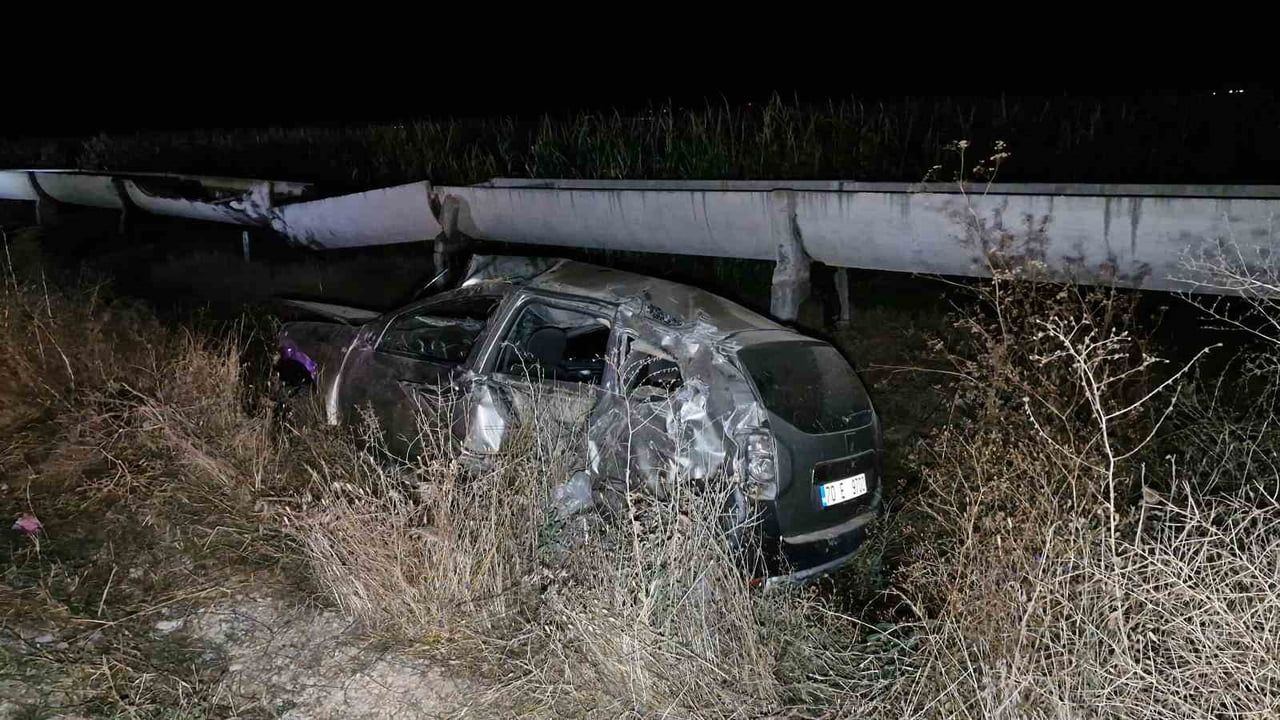 Karaman'da kontrolden çıkan araç takla attı, araçtan fırlayan kişi öldü