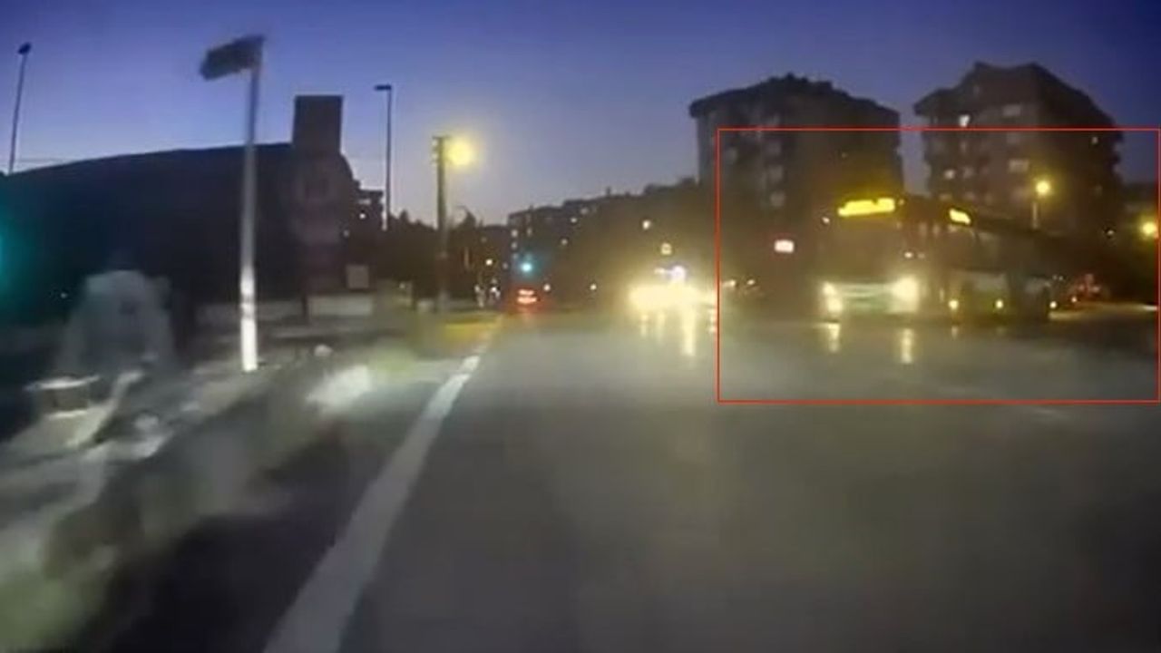 Kask kamerası görüntüleri sonrası kırmızı ışık geçen otobüs şoförünün ehliyeti alındı