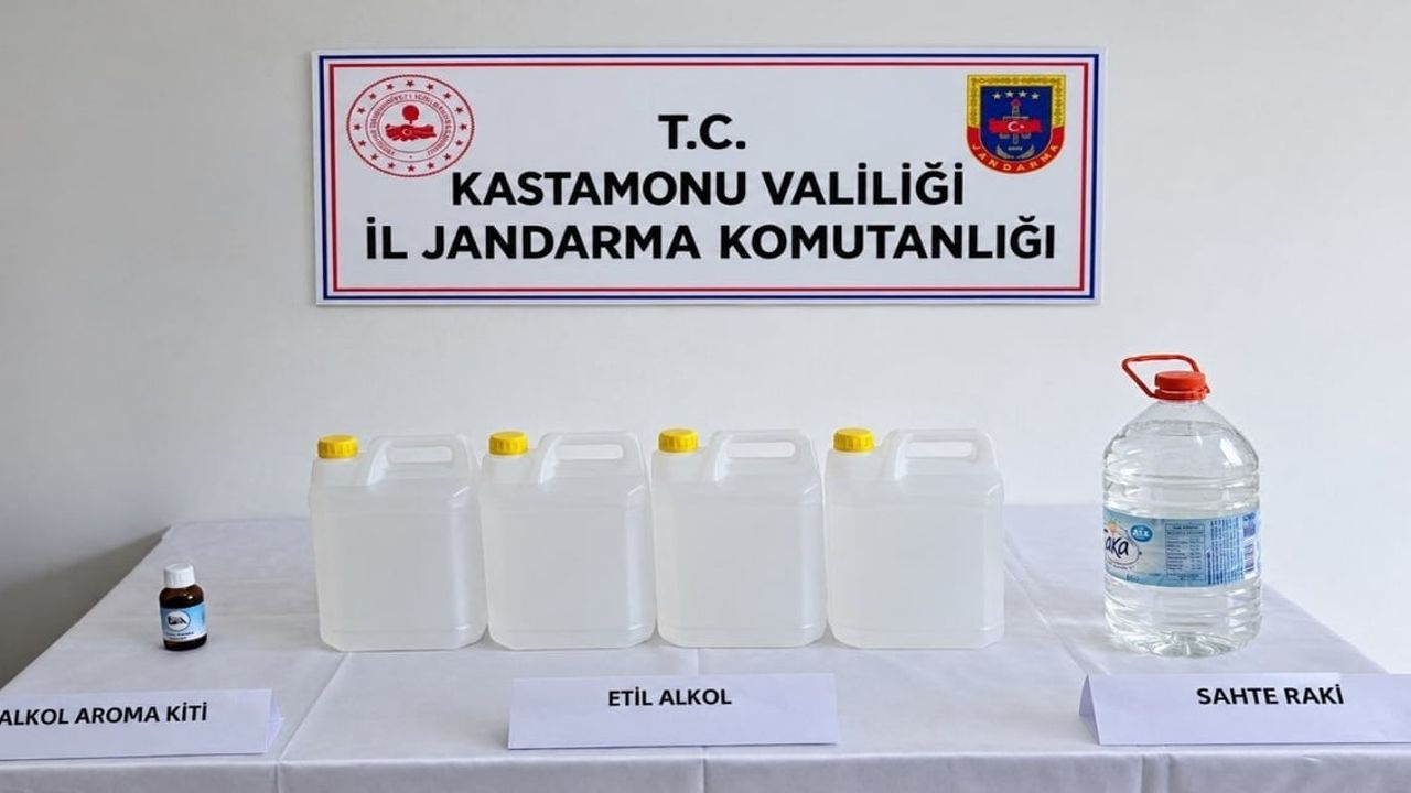 Kastamonu'da araç aramasında sahte içki ve etil alkol yakalandı