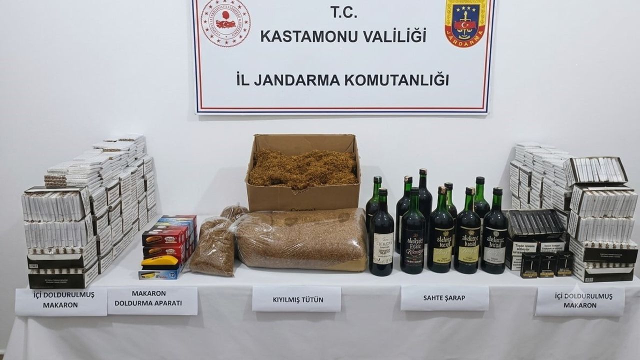 Kastamonu'da jandarmadan kaçak tütün ve sahte içki operasyonu