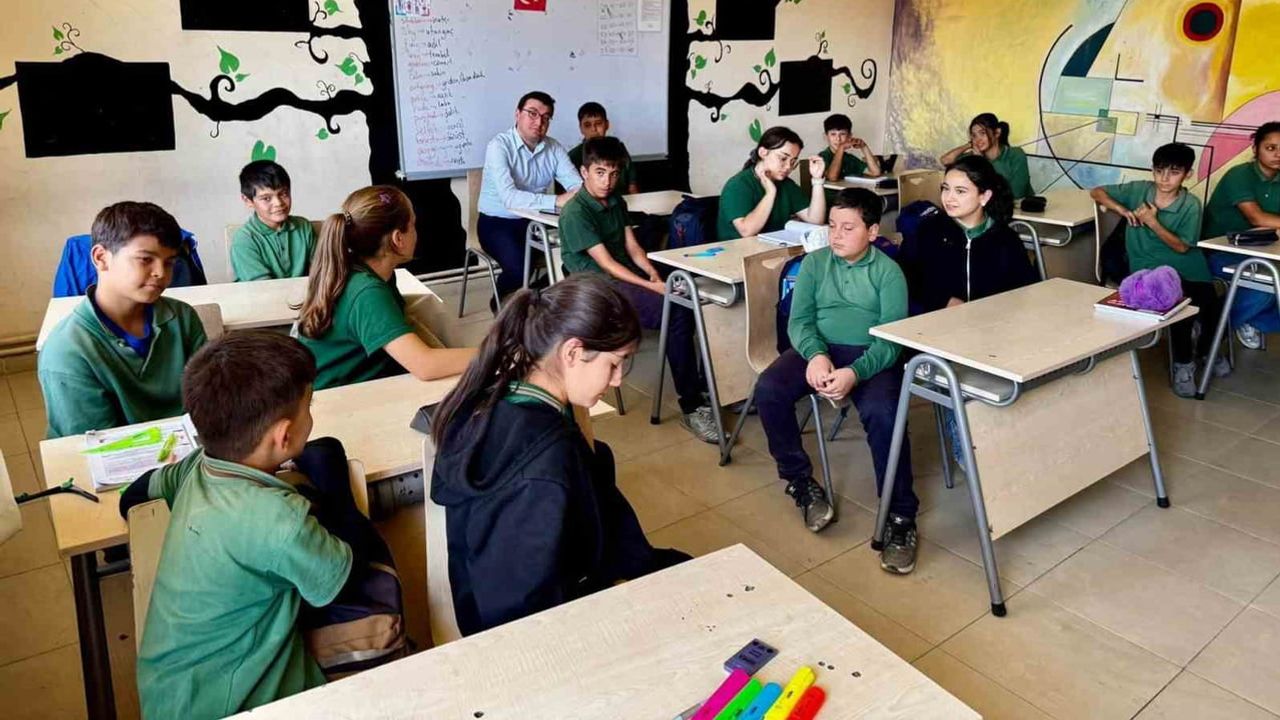 Kaymakam Sözen Yazıkent'te okulun önceliklerini öğrencilerle konuştu