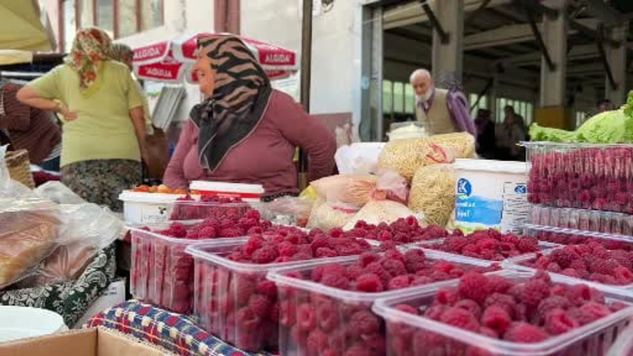 Köylüler Bolu pazarında doğal ürünlerini doğrudan satıyor