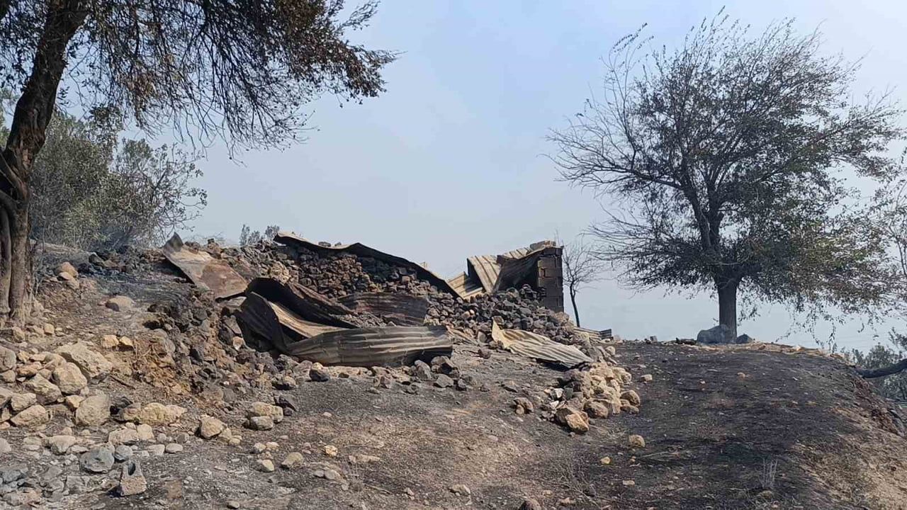 köyü saran alevlere karşı sabaha kadar direndi, hayvanlarını da kurtardı