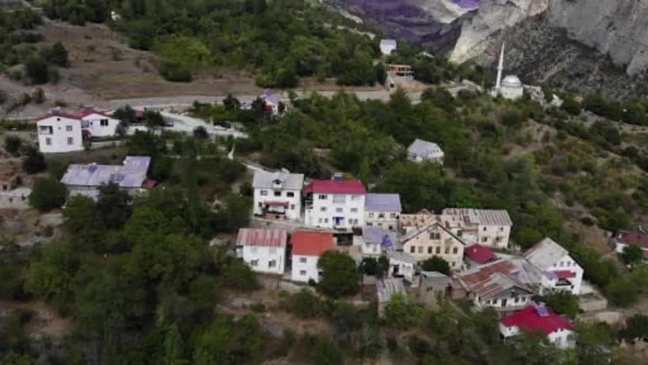 Köyün gri duvarlarını fırçasıyla rengârenk bir bahçeye çeviriyor