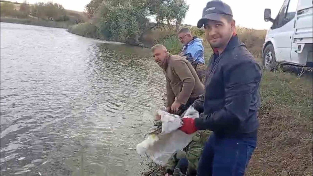 Küplü'de ekiplerin müdahalesiyle kanallardaki balıklar yeniden göletlere kavuştu