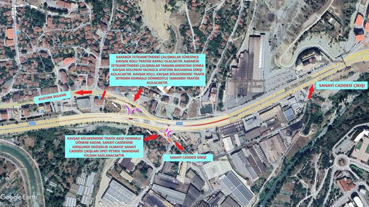 Kurtuluş kavşağında trafik düzenlemesi: Karabük yönü ilk etapta kapatılacak