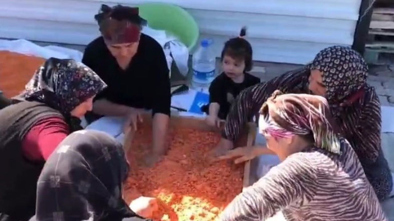 Kuruçay'da kadınlar imeceyle tarhana yaptı, dayanışma sofraya taşındı