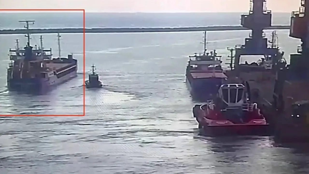 Marmara'da batan 'Tuğberk İmamoğlu'nun İskenderun'dan römorkör eşliğinde ayrılışı kamerada
