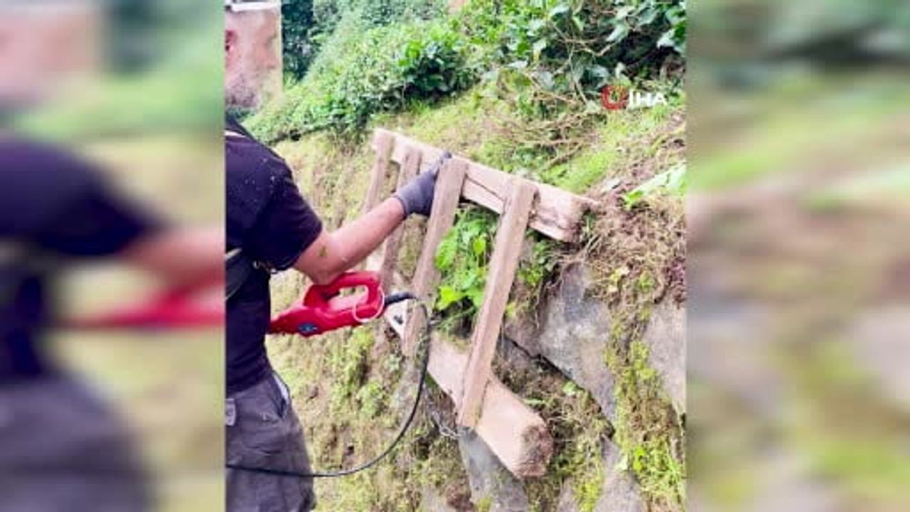 Merdivenini korumak için duvarı delip zincirledi