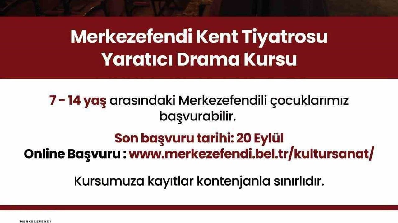 Merkezefendi kent tiyatrosu yeni dönem kurs ve seçmelerine başvuruları açtı