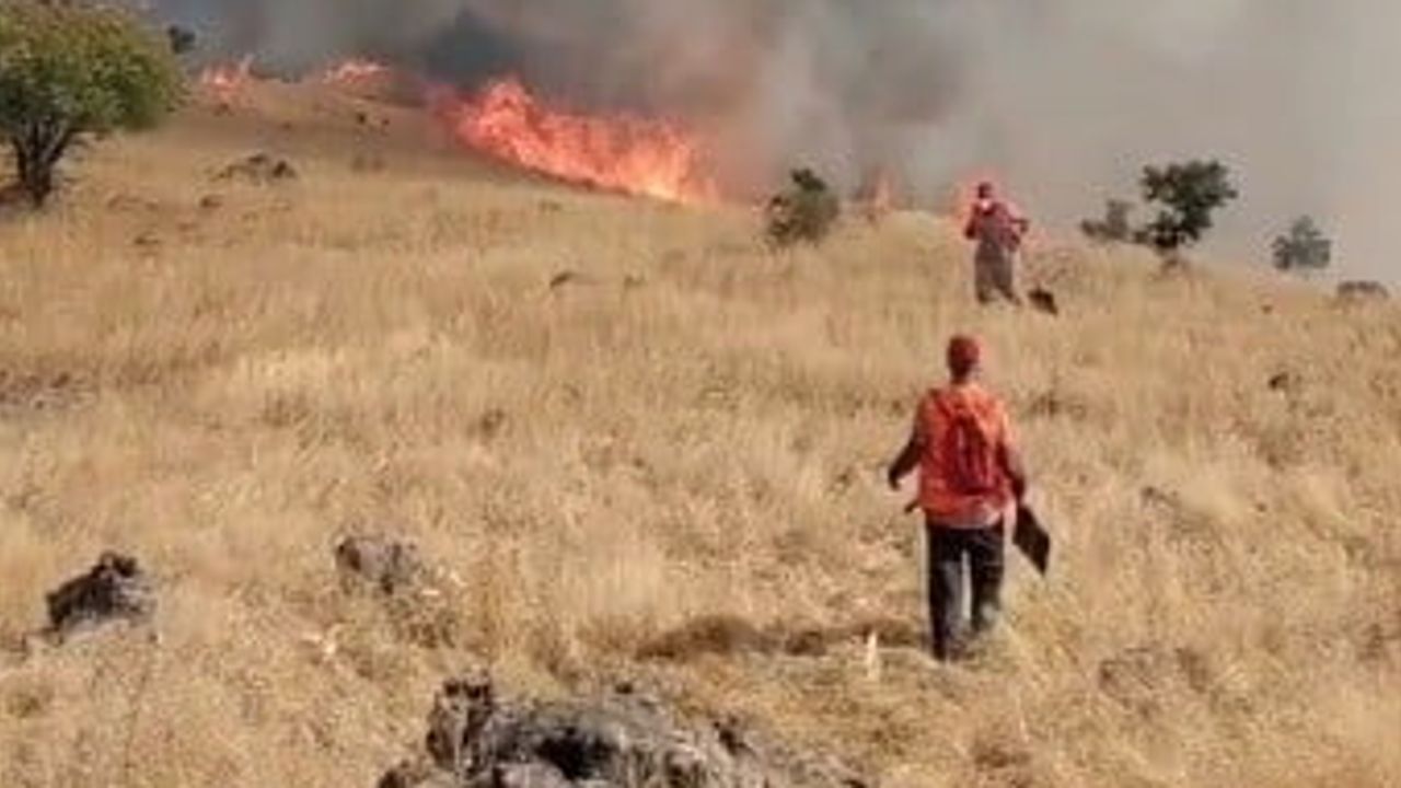 Nazımiye'de Çakaran Vadisi'nde zor arazide orman yangınıyla hava ve kara ekipleri mücadele ediyor