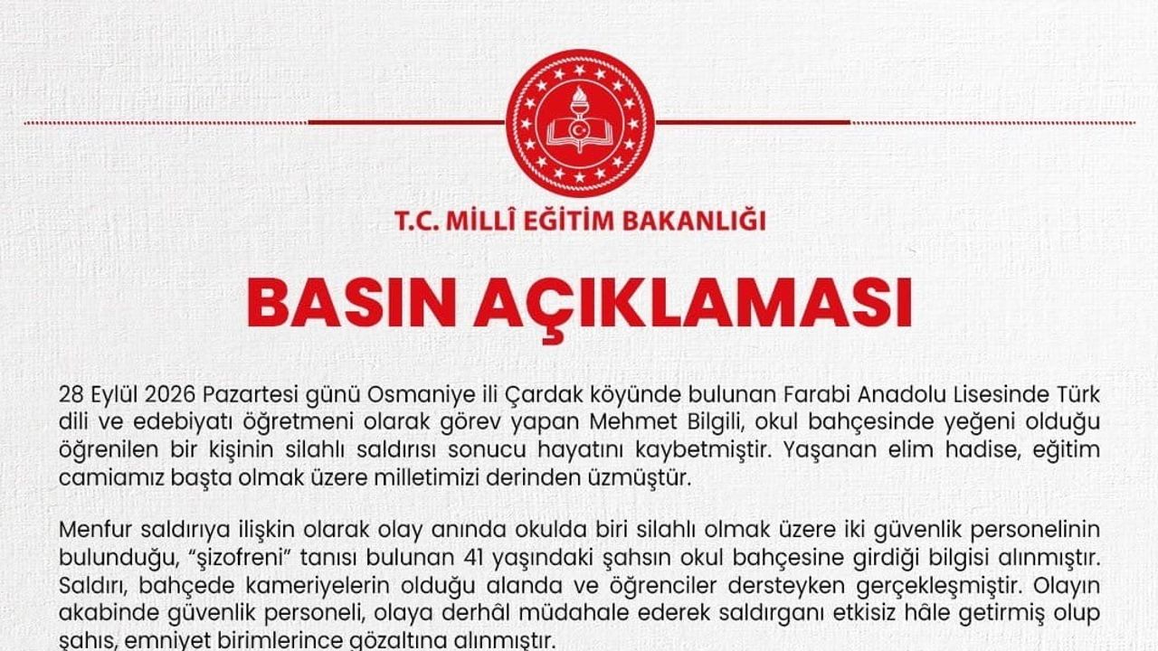 Osmaniye’de hayatını kaybeden öğretmenin çalıştığı okulda iki günlük eğitim ara