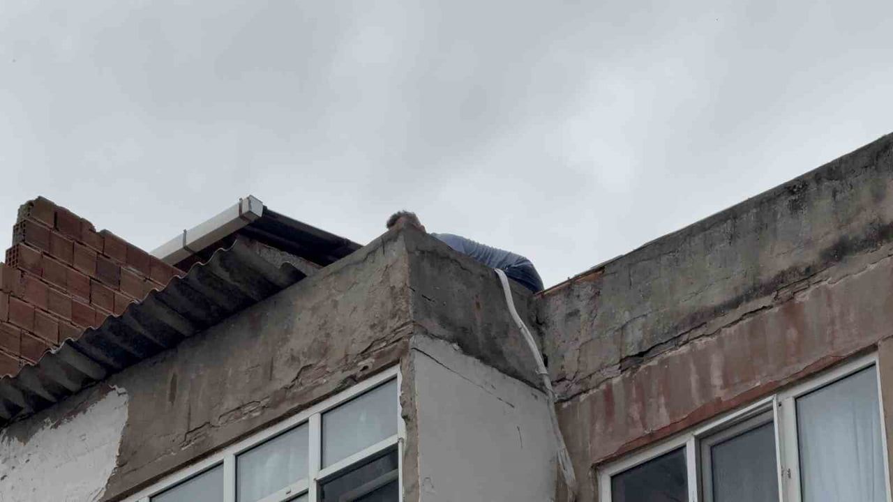 Samsun'da çatıya çıkan ABD vatandaşı kadının hayatı esnaf ve polisin müdahalesiyle kurtarıldı