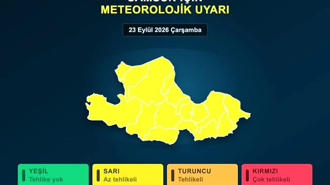 Samsun'da öğleden sonra başlayacak yerel sağanak için sarı kod uyarısı