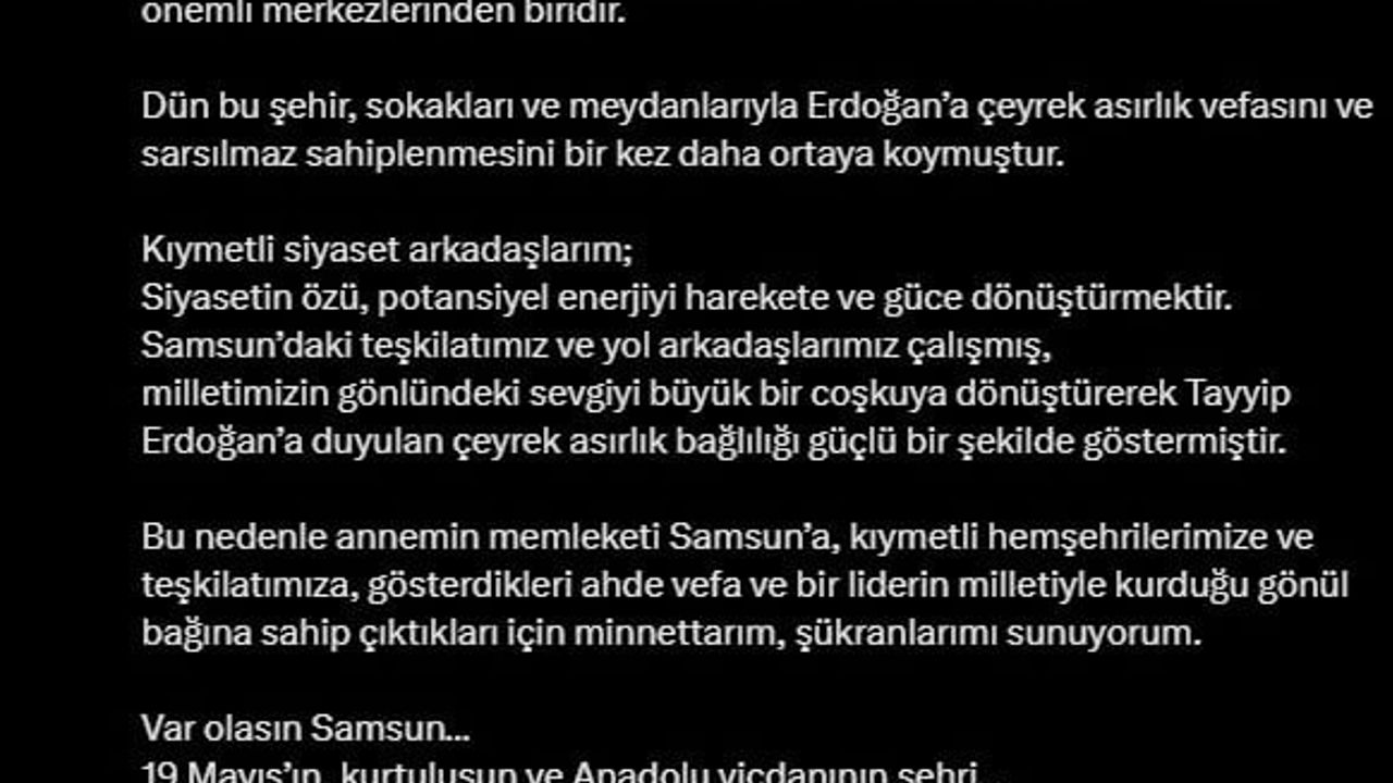Samsun, milletle lider arasındaki bağın siyasi ölçüsü oldu