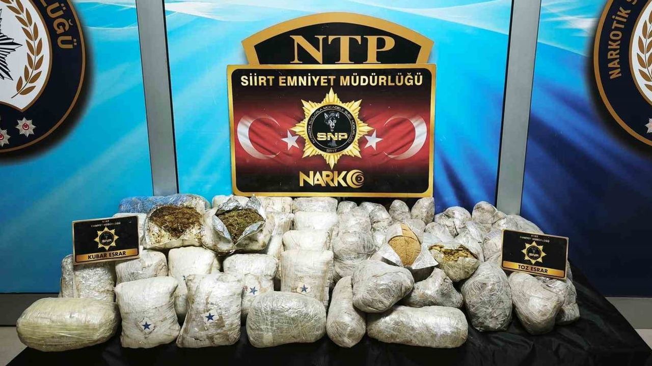 Siirt kırsalında koyun yünü içine saklanmış 37 kilo 600 gram esrar ele geçirildi