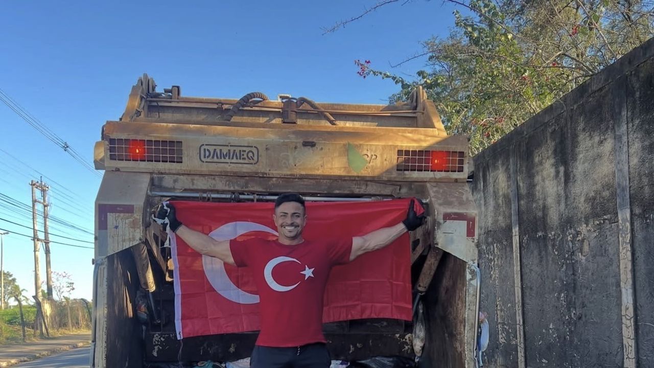 Sivas'ta tamir sonrası çöp kamyonunun kasasında sergilenen performans Luis'i andırdı
