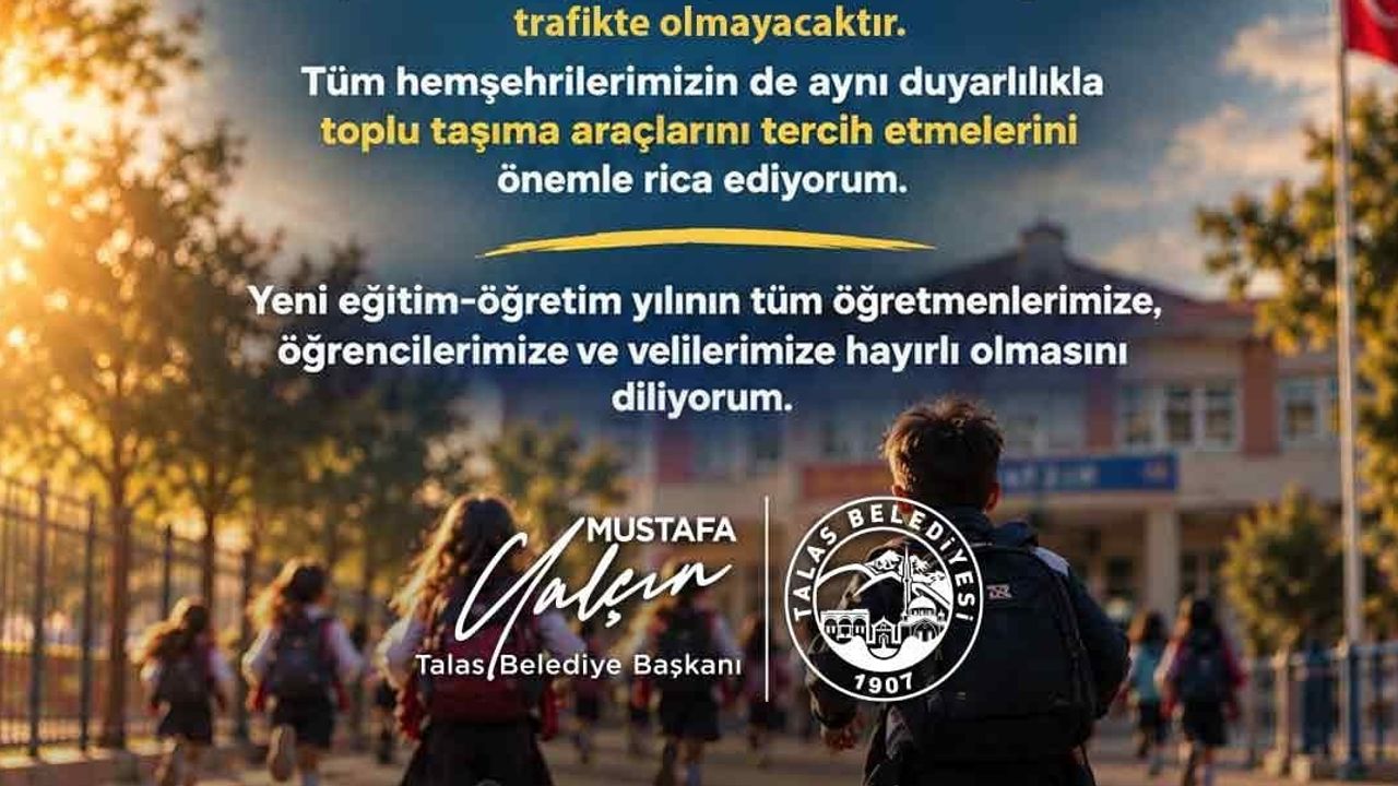 Talas'ta ilk ders gününde iş makineleri trafikten çekiliyor