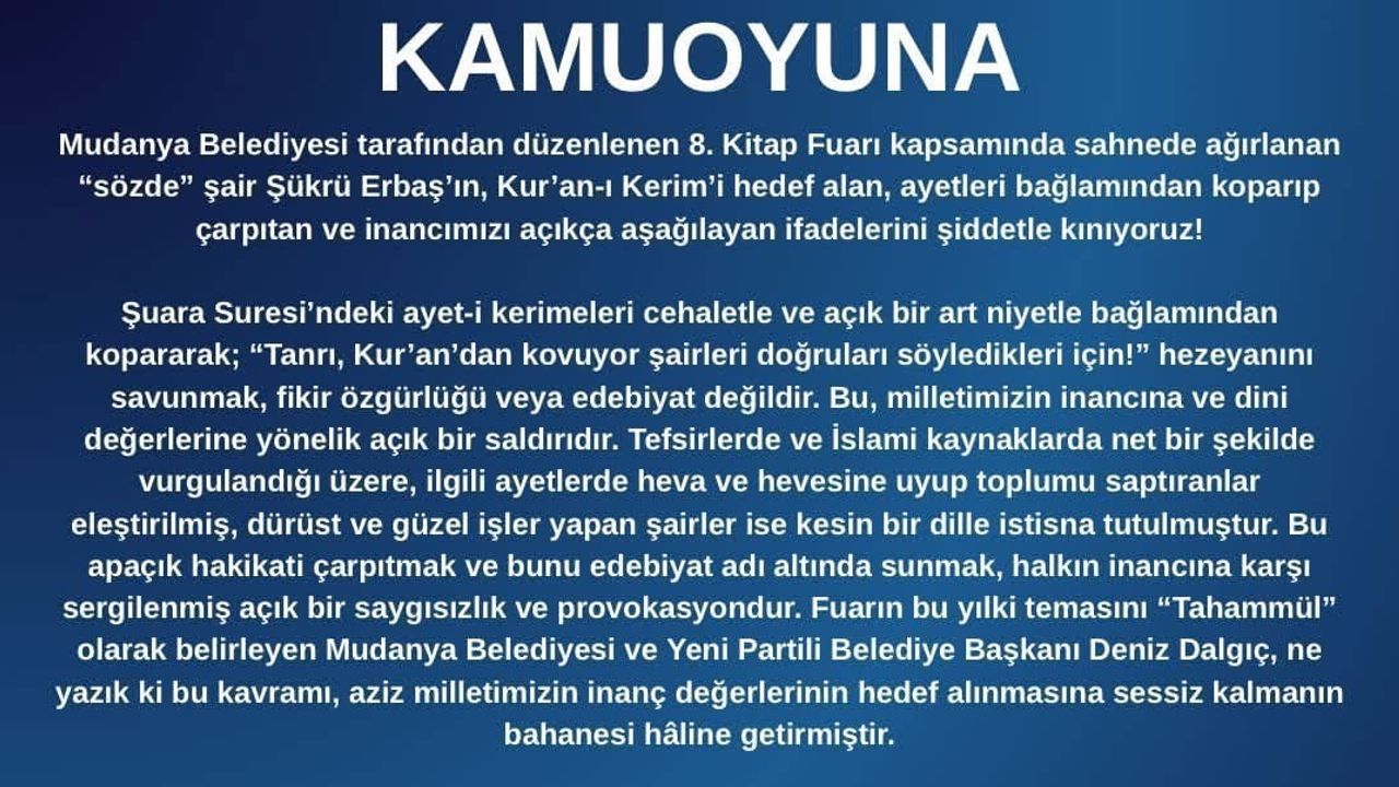 Tartışma büyüdü: Şükrü Erbaş’ın şuara suresi sözleri Deniz Dalgıç’a yönelik eleştirileri artırdı