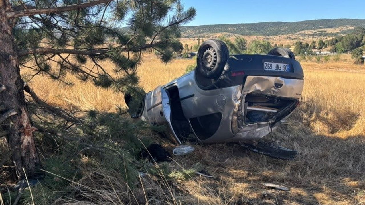 Tavşanlı'da şarampolde takla atan araçtan sürücü sağ çıktı
