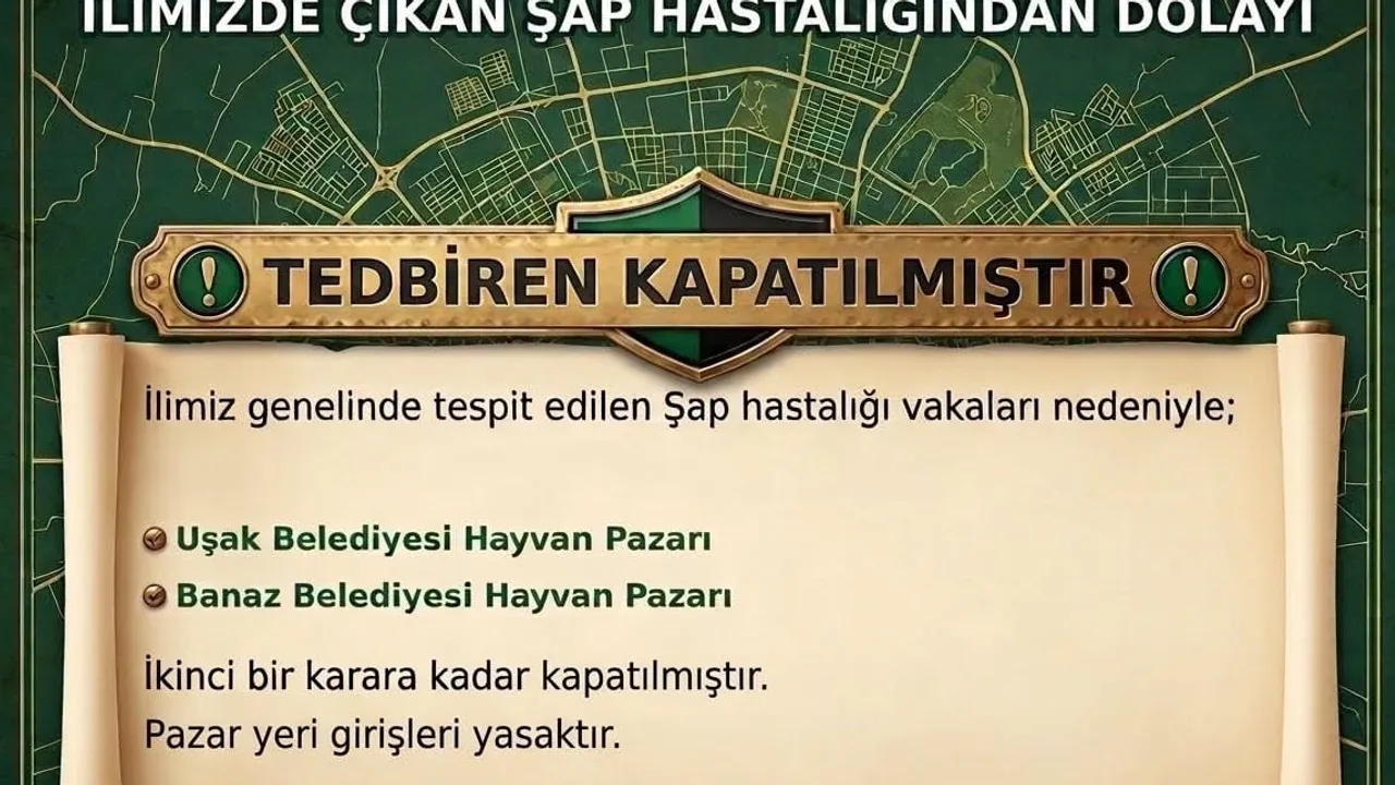 Uşak'ta şap vakaları sonrası iki hayvan pazarı kapatıldı