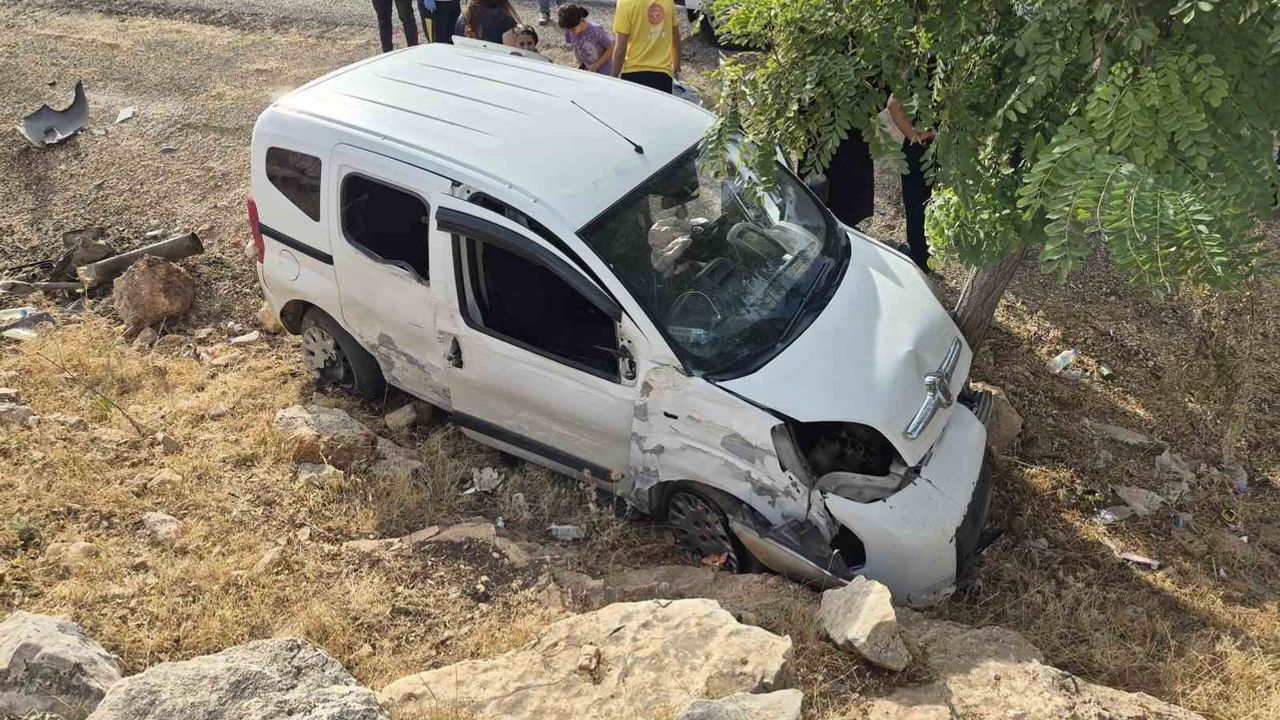 Yavuzeli'de yol kenarındaki ağaca çarpan hafif ticari araçta iki kişi yaralandı
