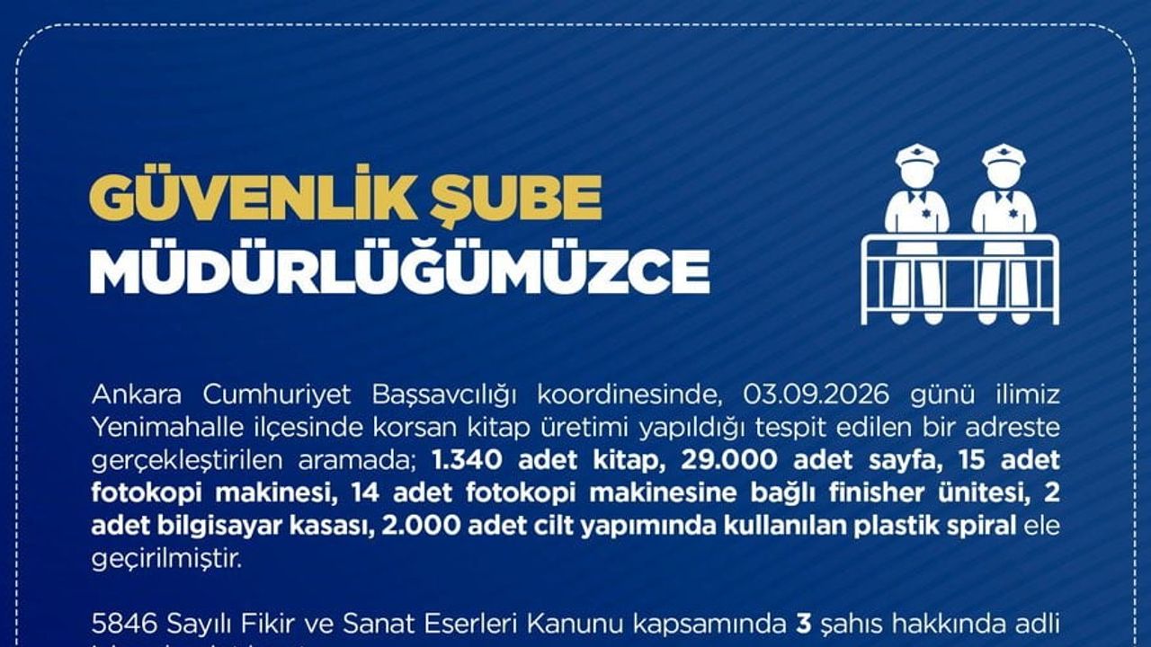 Yenimahalle'de korsan kitap atölyesi kapatıldı