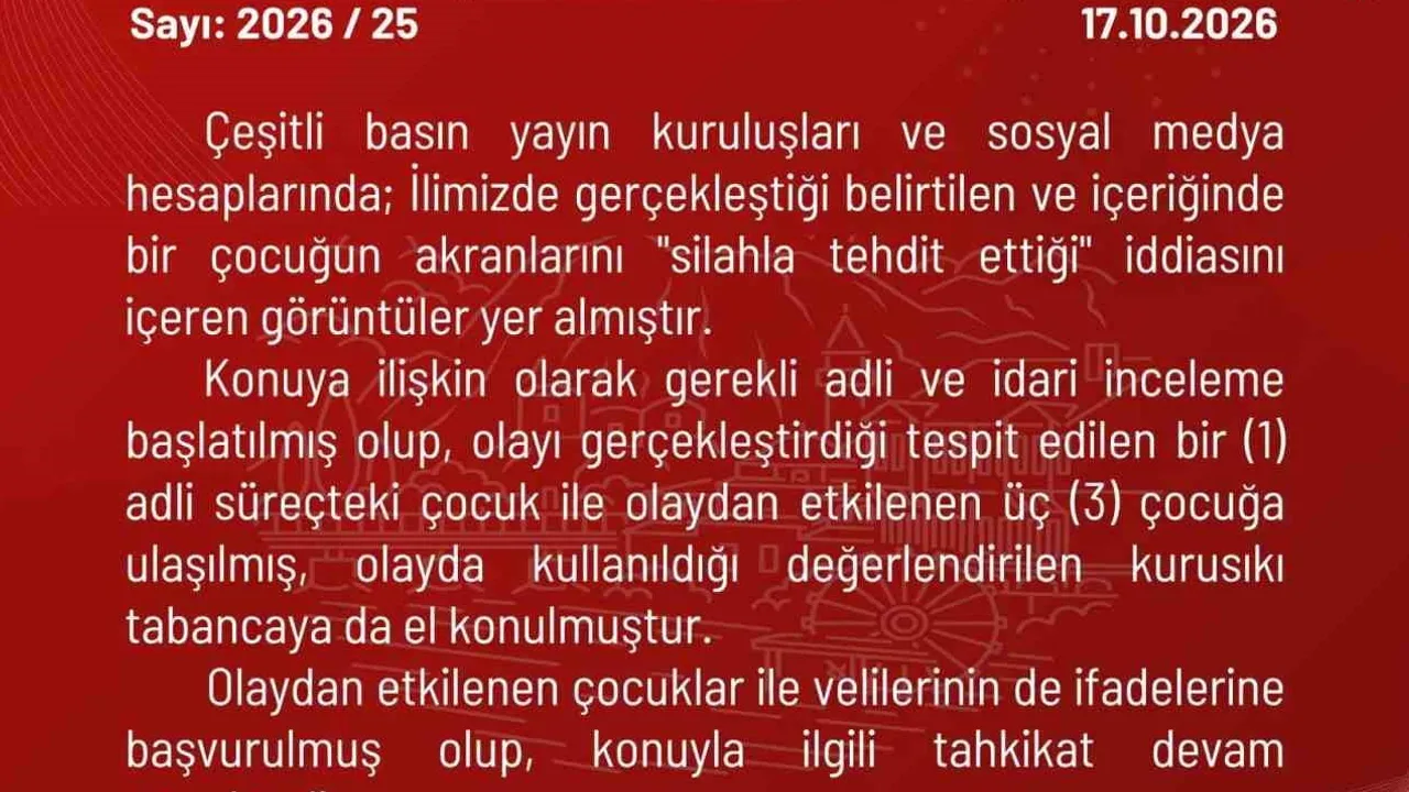 Amasya'da 17 yaşındaki çocuğun kurusıkıyla tehdit görüntüleri soruşturmayı tetikledi