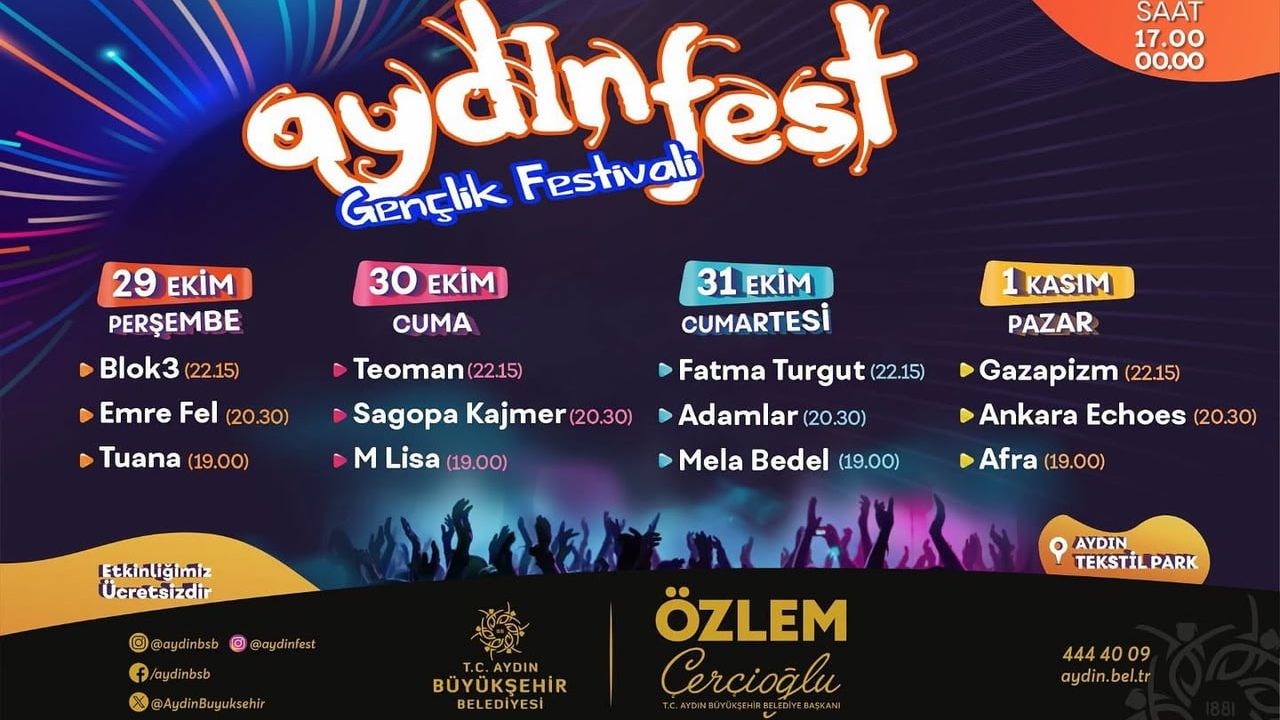 Aydınfest 29 ekimde başlıyor: dört gün sürecek gençlik festivali programı netleşti