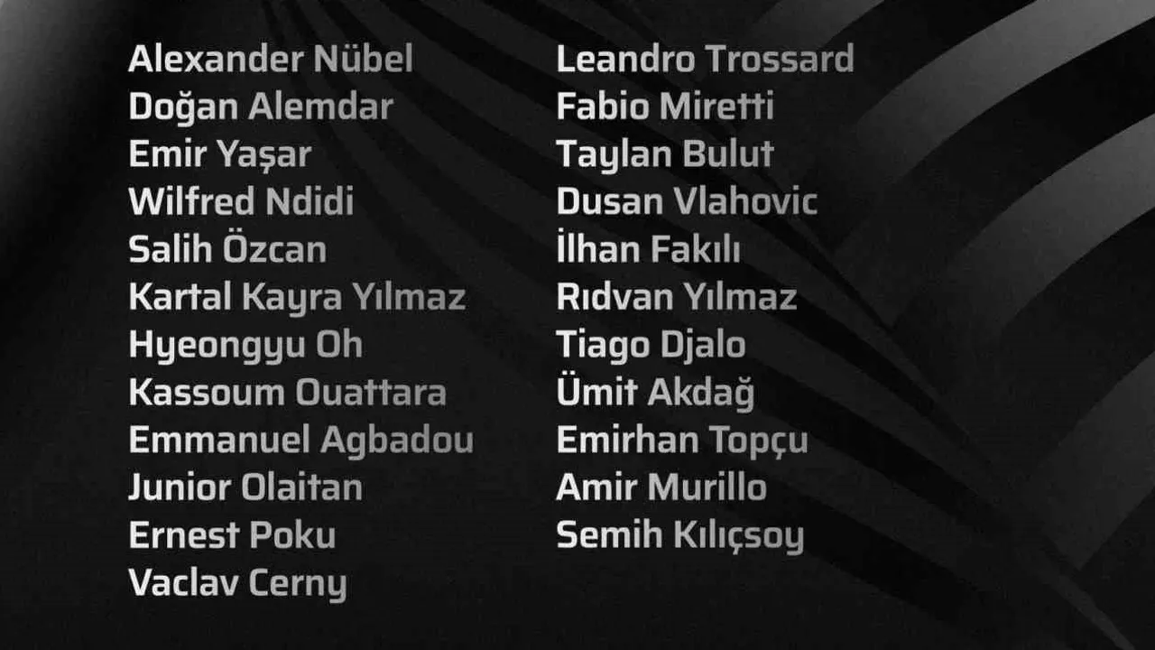 Beşiktaş, Trabzonspor deplasmanı için 23 kişilik kadroyu duyurdu